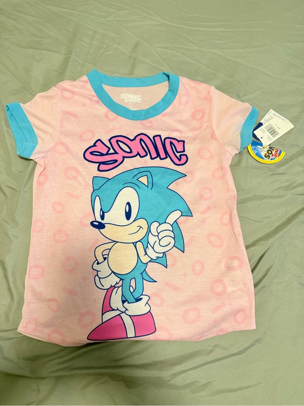 Sonic Short Sleeve Pink & Blue Ringer Tee for Kids